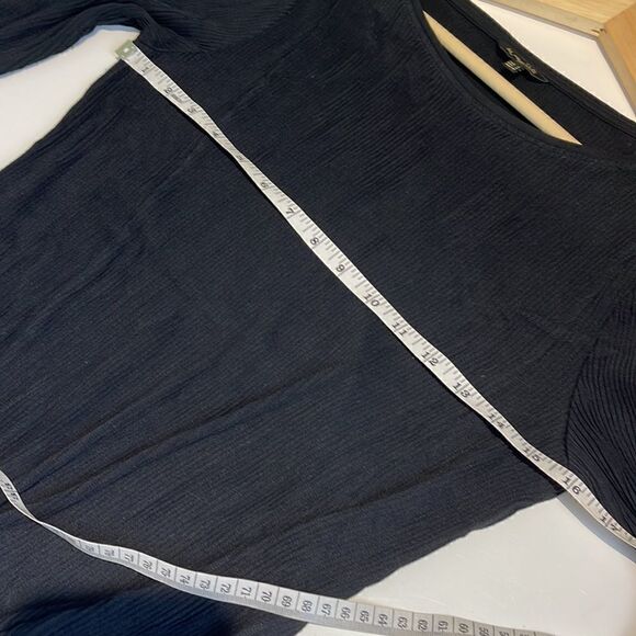 Massimo Dutti Stretch Ribbed Black Faux Wrap/Tie Top - Picture 9 of 10